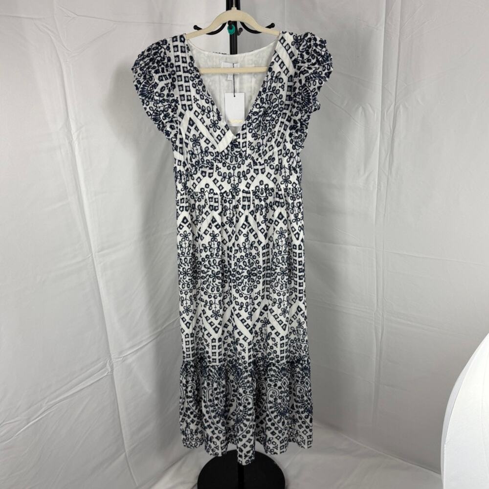 NWT Sugarlips White and Blue Eyelet Midi/Maxi Dress Size Medium